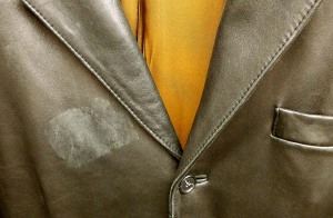 Adhesive-backed name tags can ruin leather garments