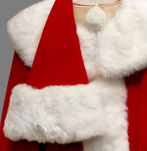 Santa suits are a challenge because they have bright white fur and red cloth that may bleed into it