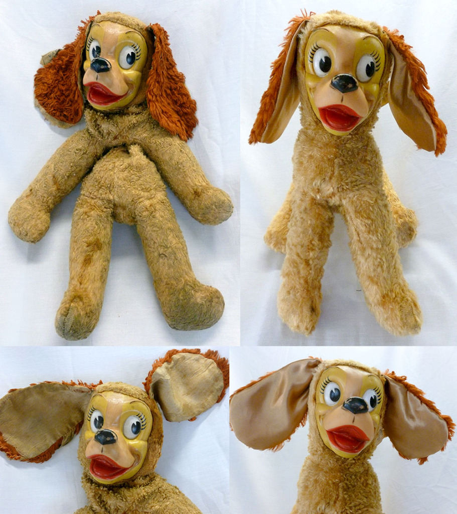 Restuffed and cleaned, this antique spaniel deserves a hug